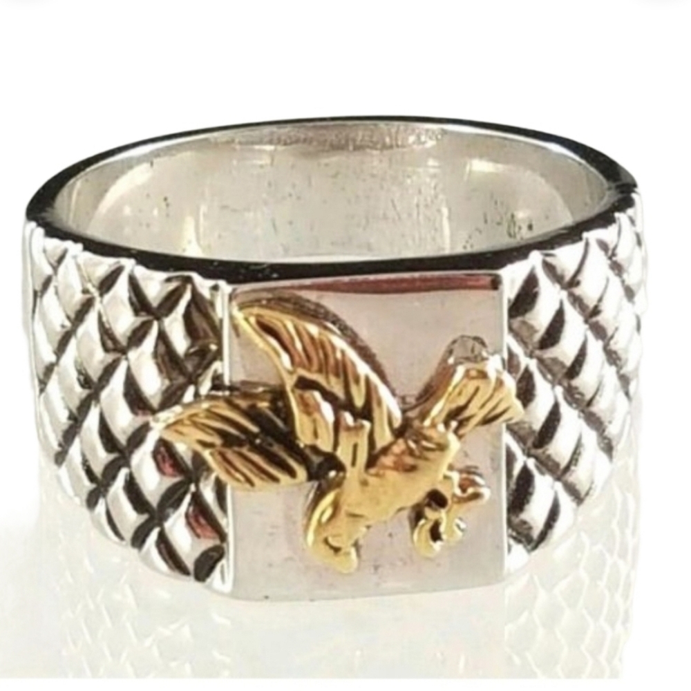 Men's Antique Silver Tone Eagle Ring Size 12  Biker *